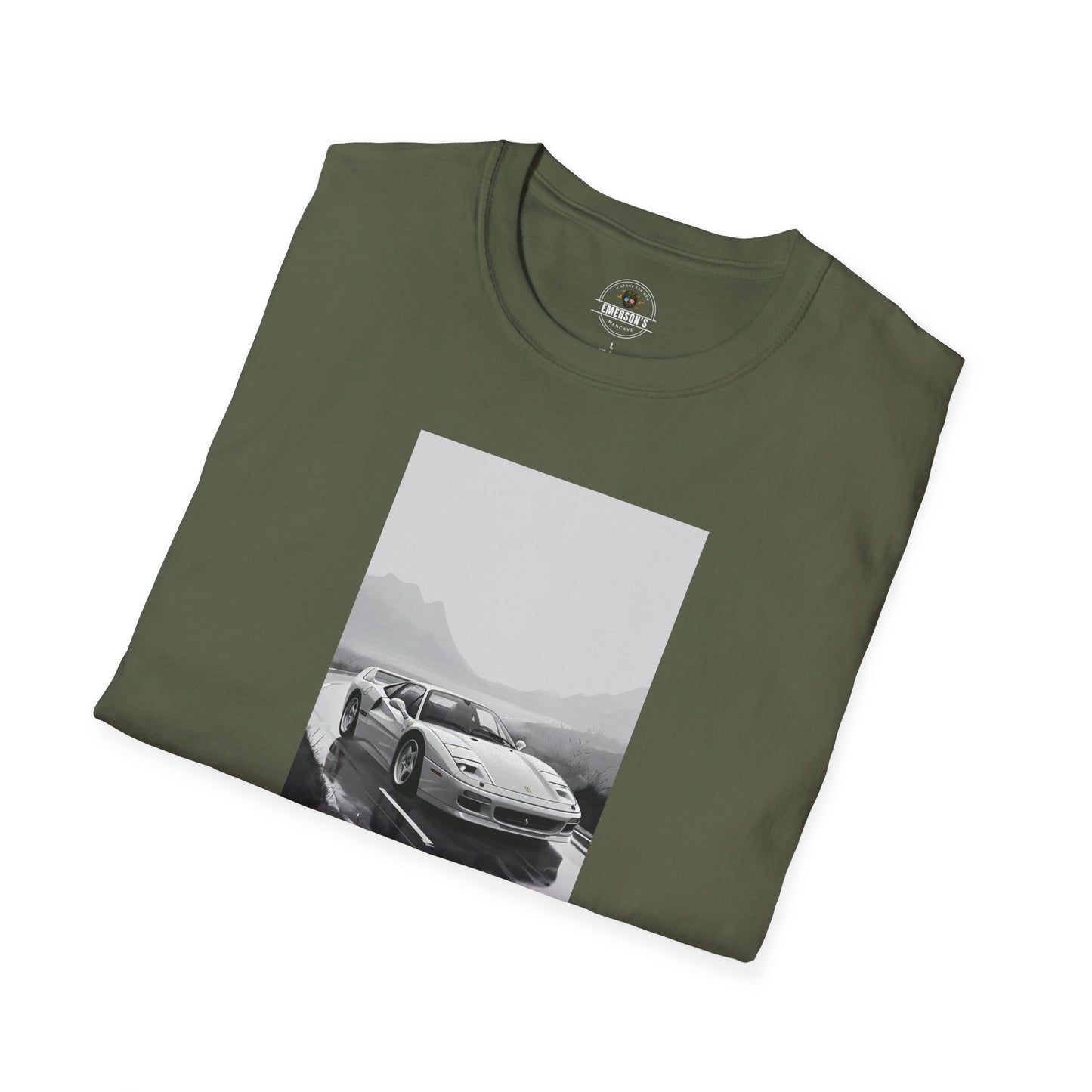 Car T-Shirt - Cool Sports Car Design in Black and White