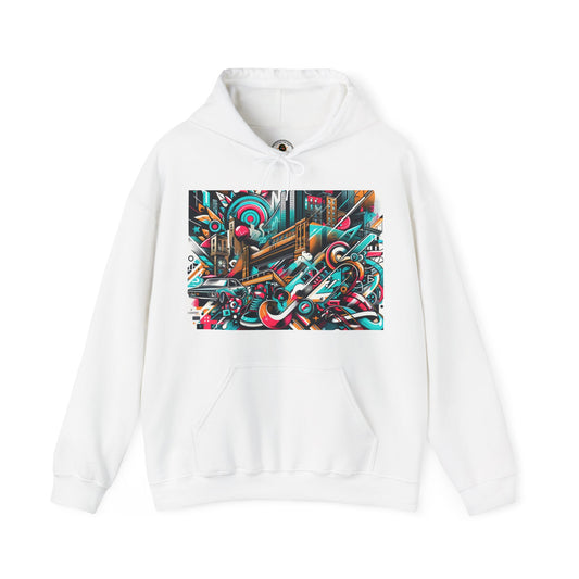 Urban Vibes Hoodie — Cool Artistic City Graphic in Vivid Colors