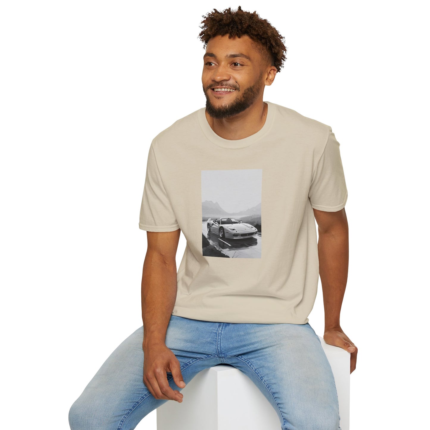 Car T-Shirt - Cool Sports Car Design in Black and White