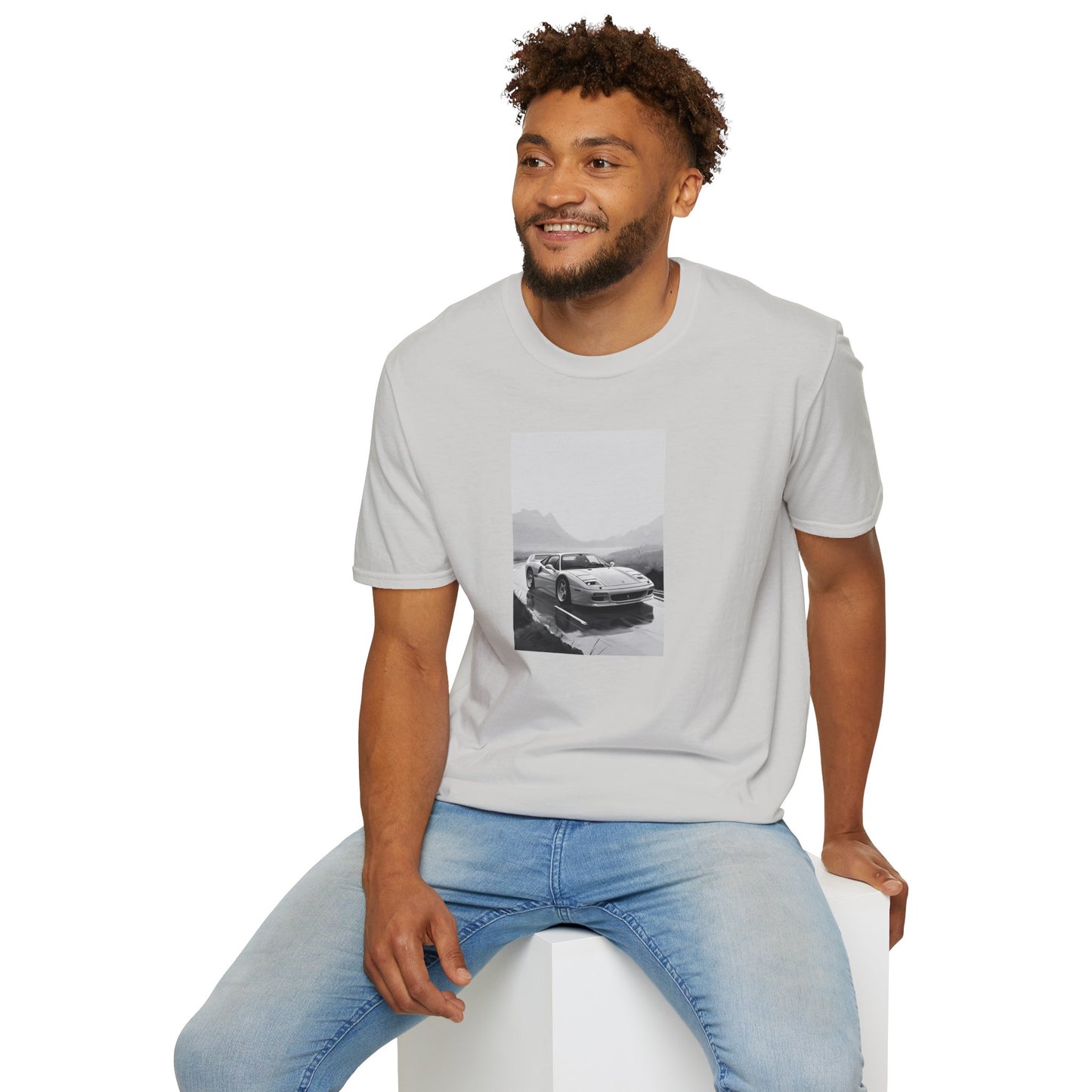 Car T-Shirt - Cool Sports Car Design in Black and White