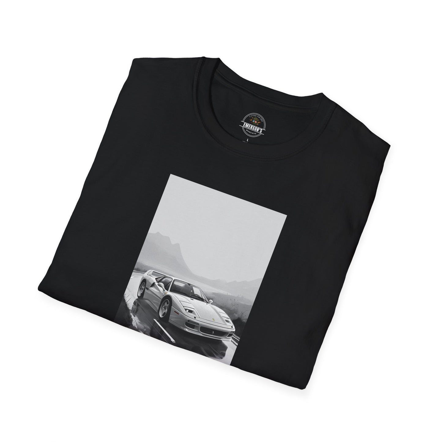 Car T-Shirt - Cool Sports Car Design in Black and White