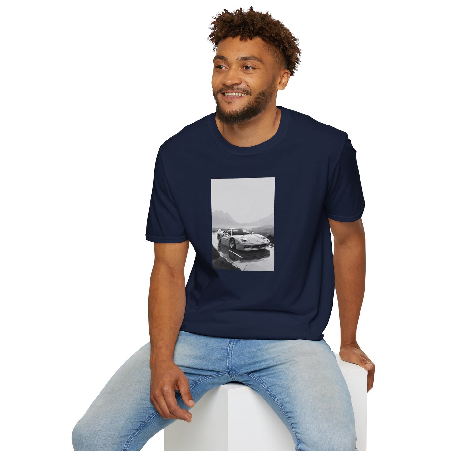 Car T-Shirt - Cool Sports Car Design in Black and White