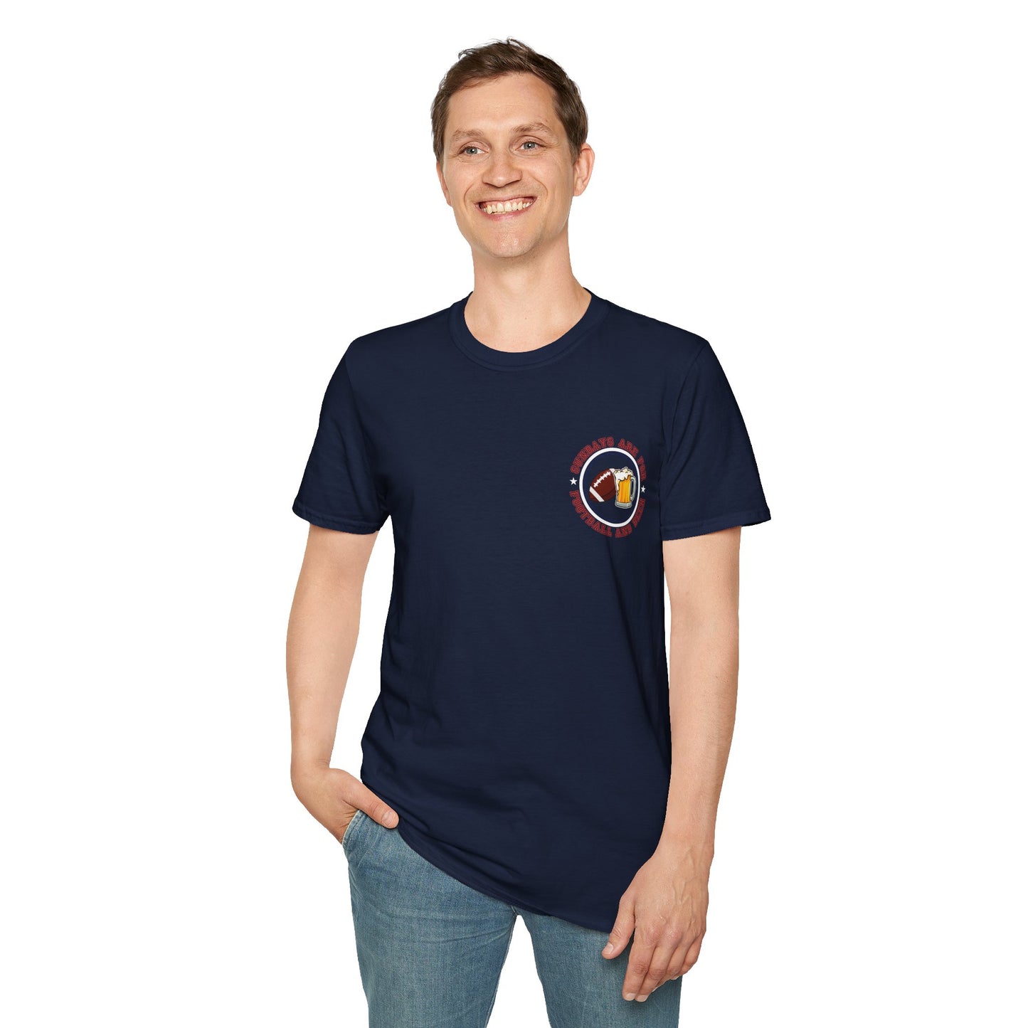 Sundays Football & Beer Tee - Navy Blue and Orange