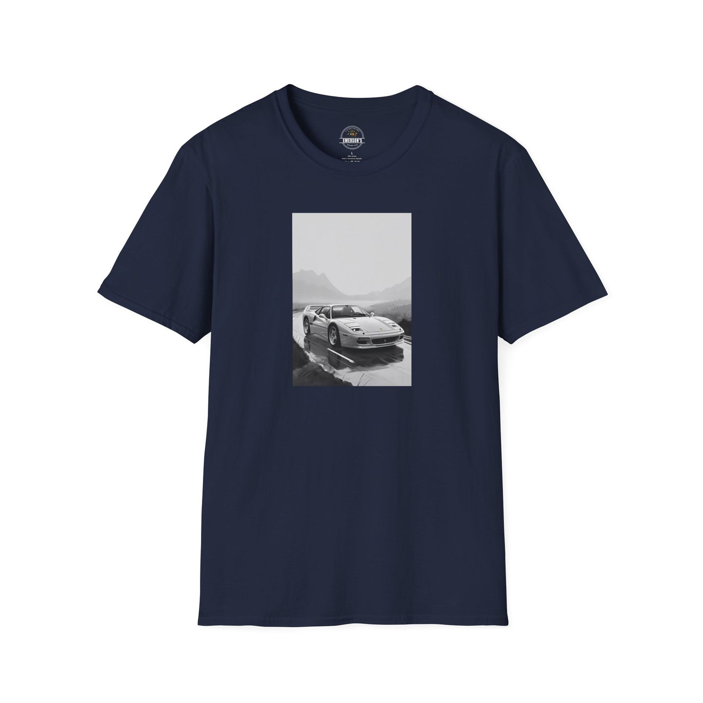 Car T-Shirt - Cool Sports Car Design in Black and White