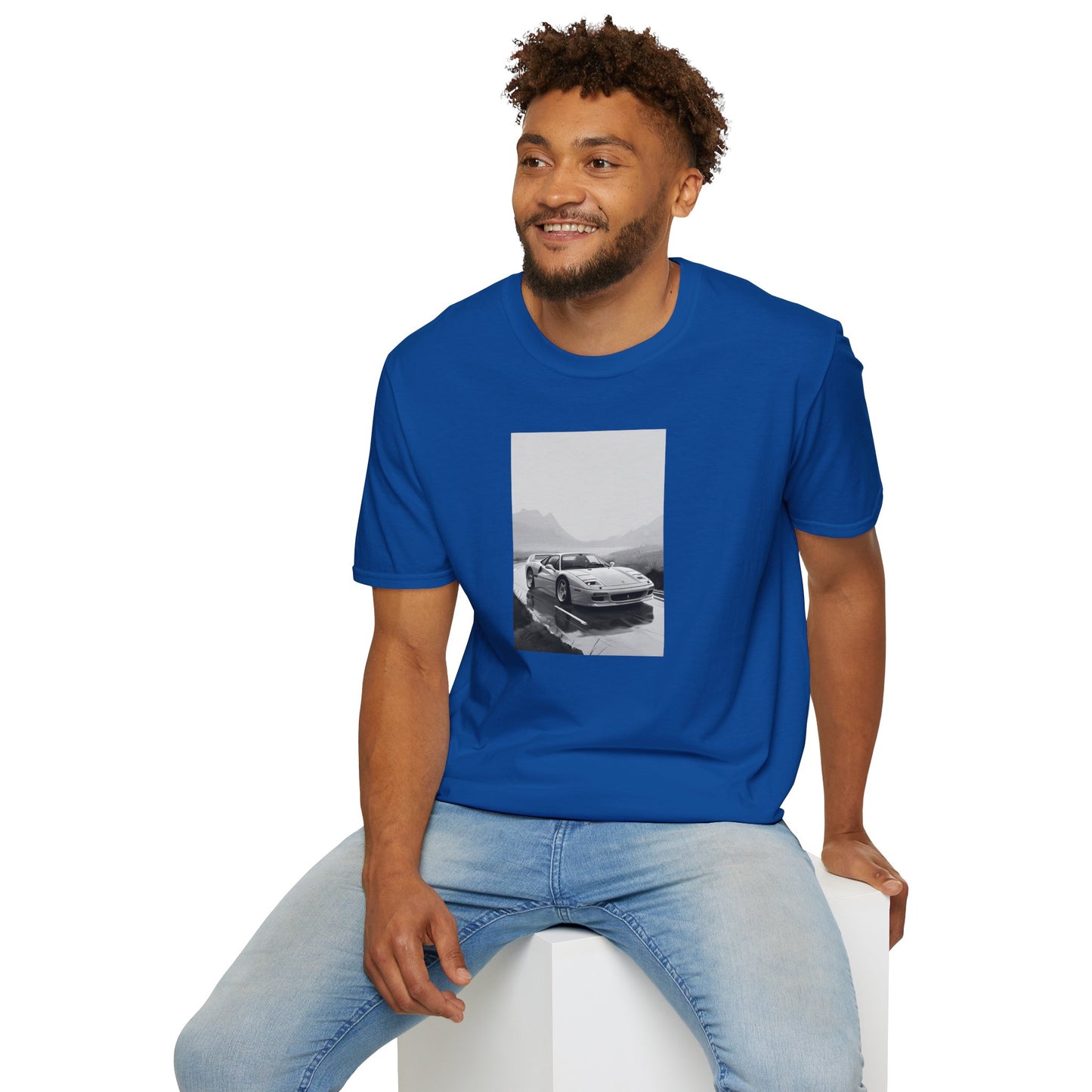 Car T-Shirt - Cool Sports Car Design in Black and White