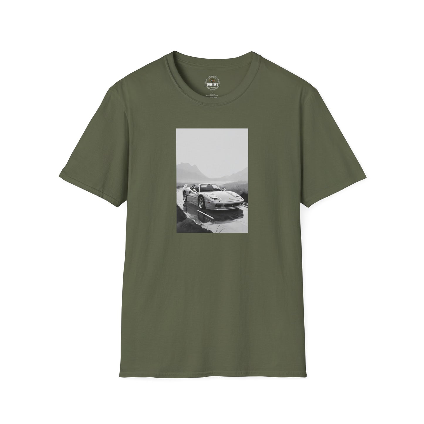 Car T-Shirt - Cool Sports Car Design in Black and White