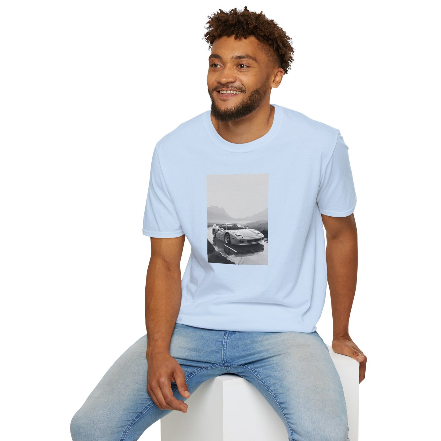 Car T-Shirt - Cool Sports Car Design in Black and White