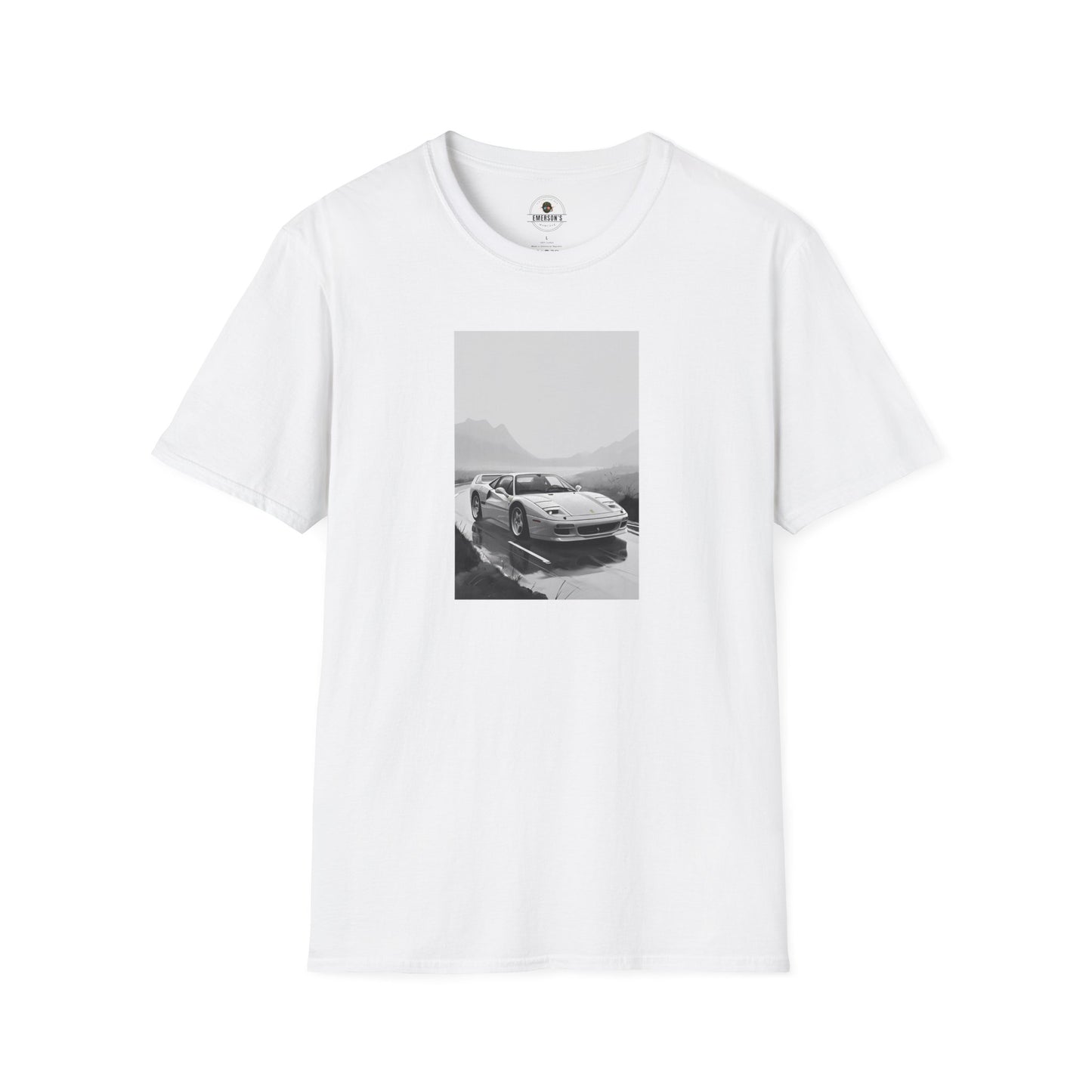 Car T-Shirt - Cool Sports Car Design in Black and White