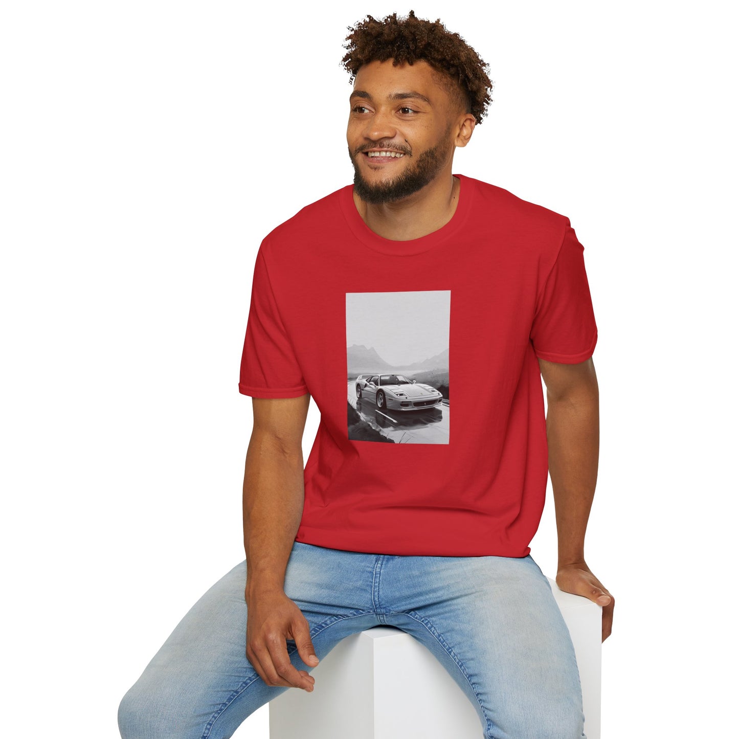 Car T-Shirt - Cool Sports Car Design in Black and White