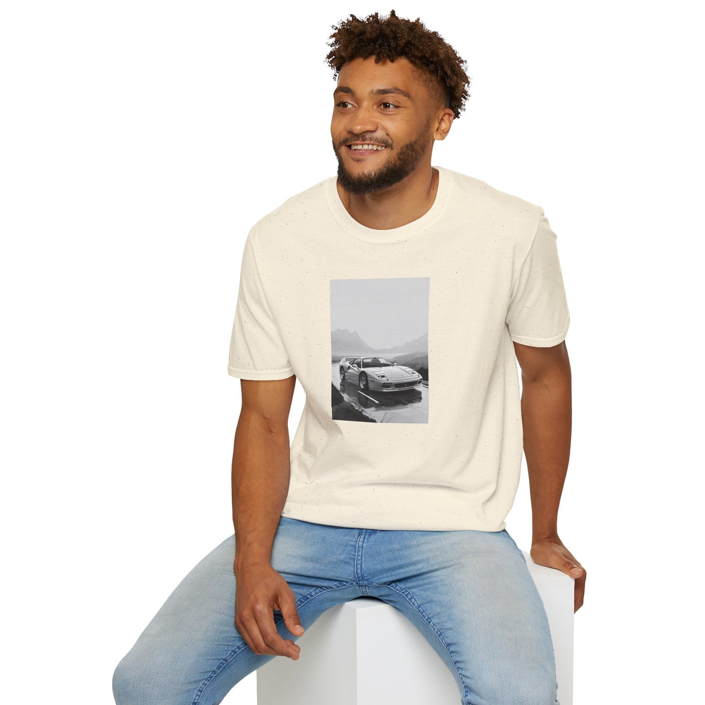 Car T-Shirt - Cool Sports Car Design in Black and White