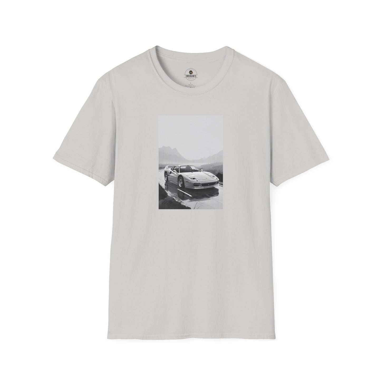 Car T-Shirt - Cool Sports Car Design in Black and White