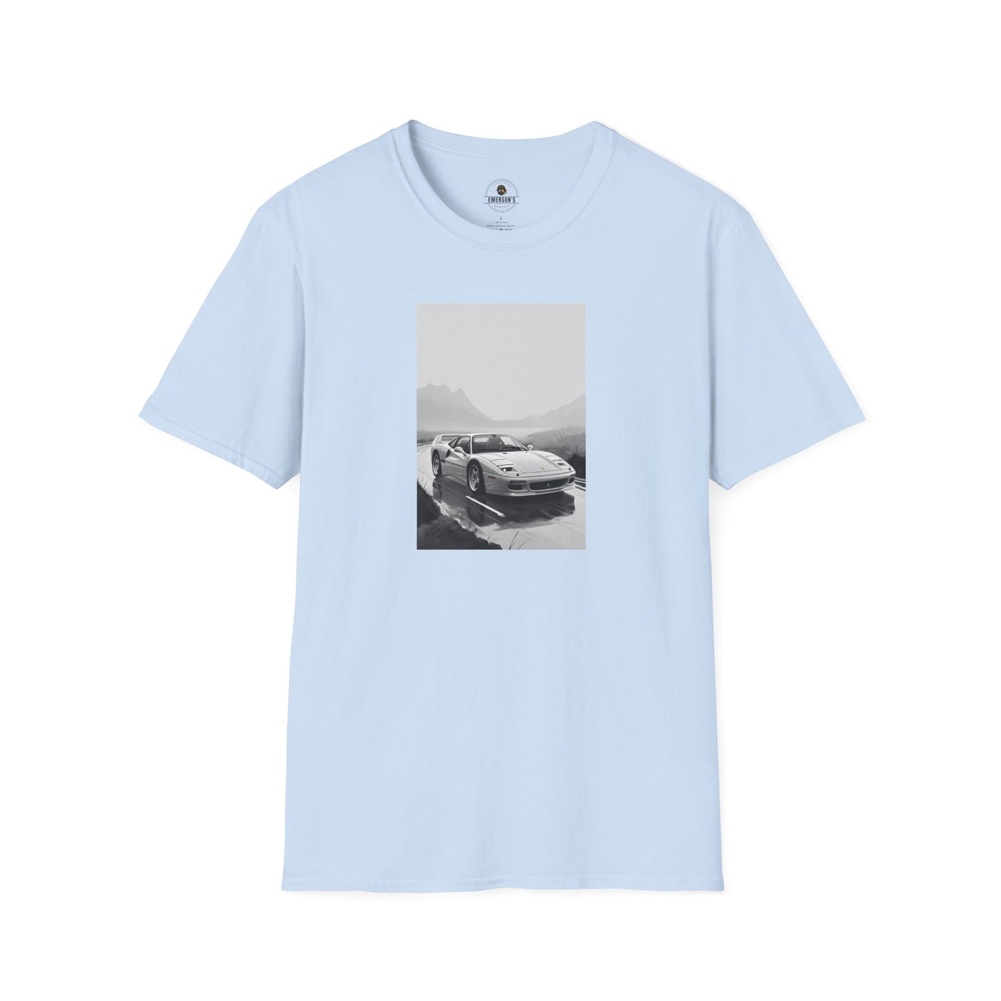 Car T-Shirt - Cool Sports Car Design in Black and White