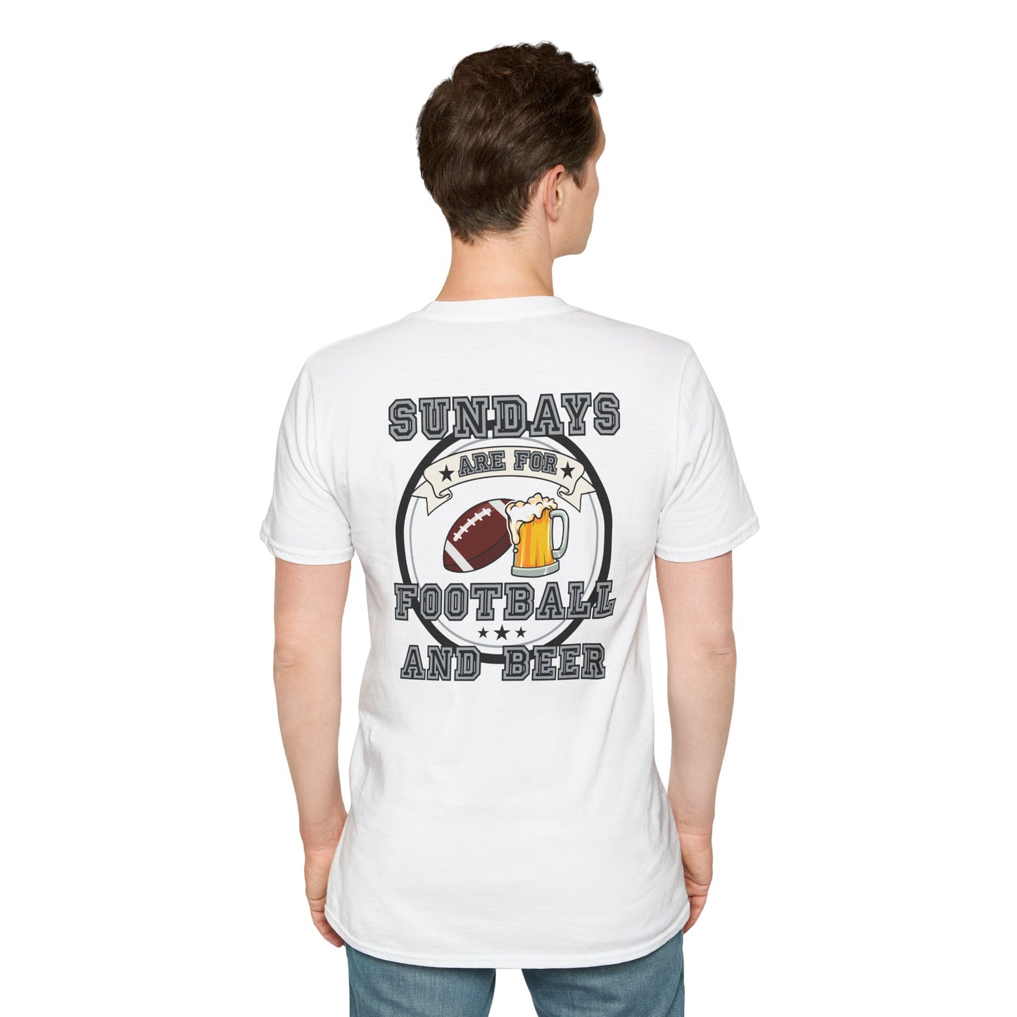 Sundays Football & Beer Tee - Silver and Black
