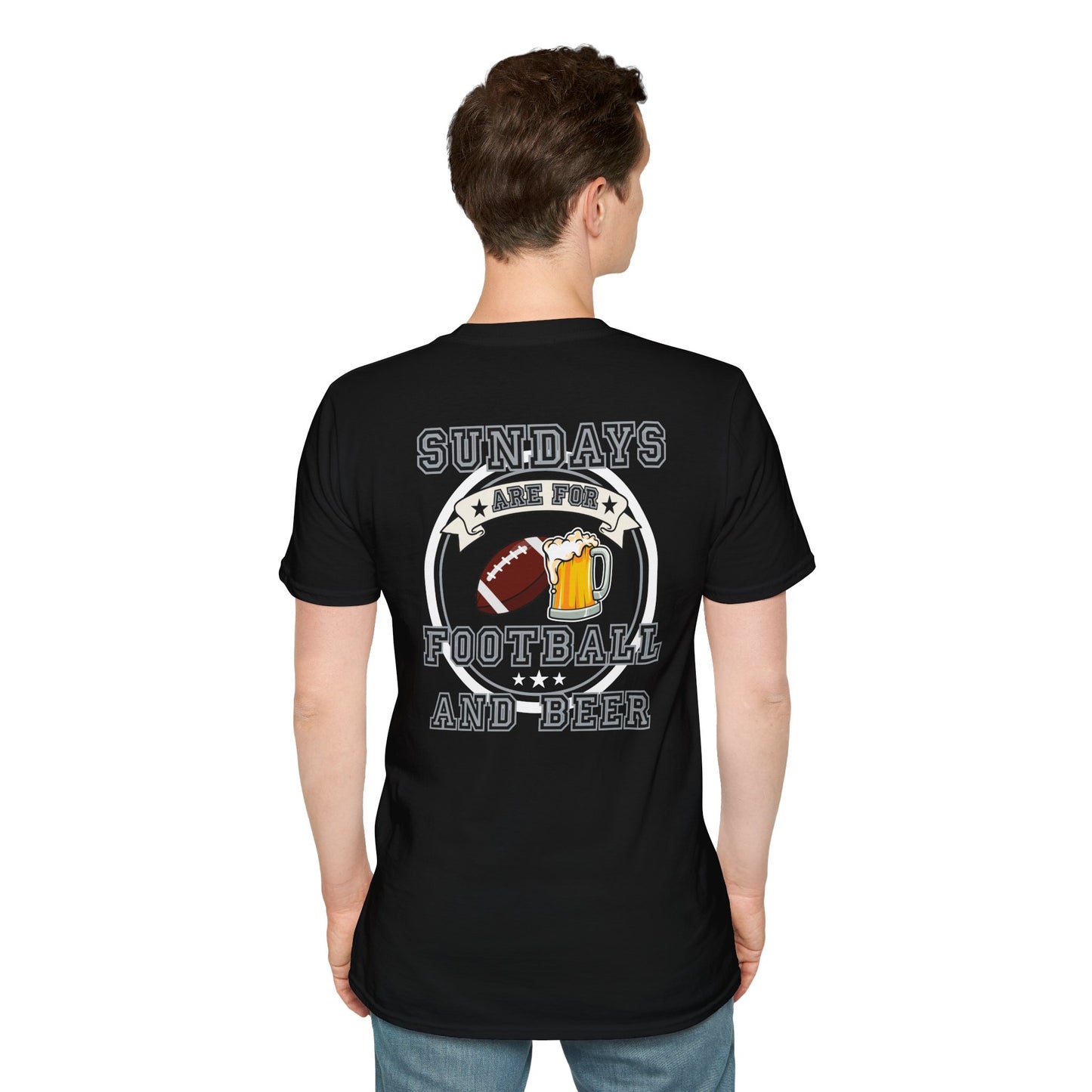 Sundays Football & Beer Tee - Silver and Black