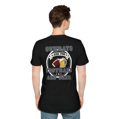Sundays Football & Beer Tee - Silver and Black