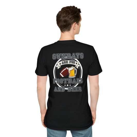 Sundays Football & Beer Tee - Silver and Black