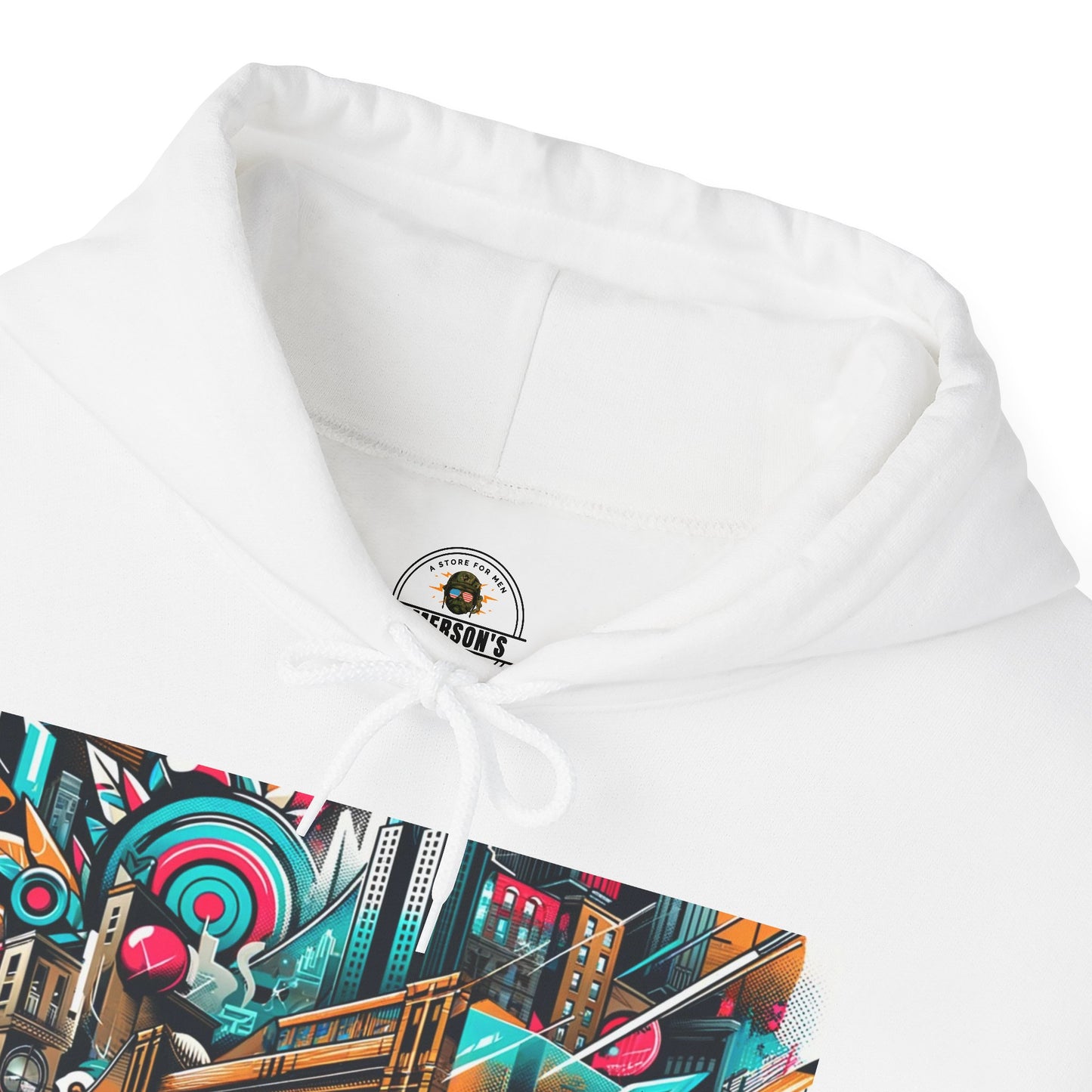 Urban Vibes Hoodie — Cool Artistic City Graphic in Vivid Colors