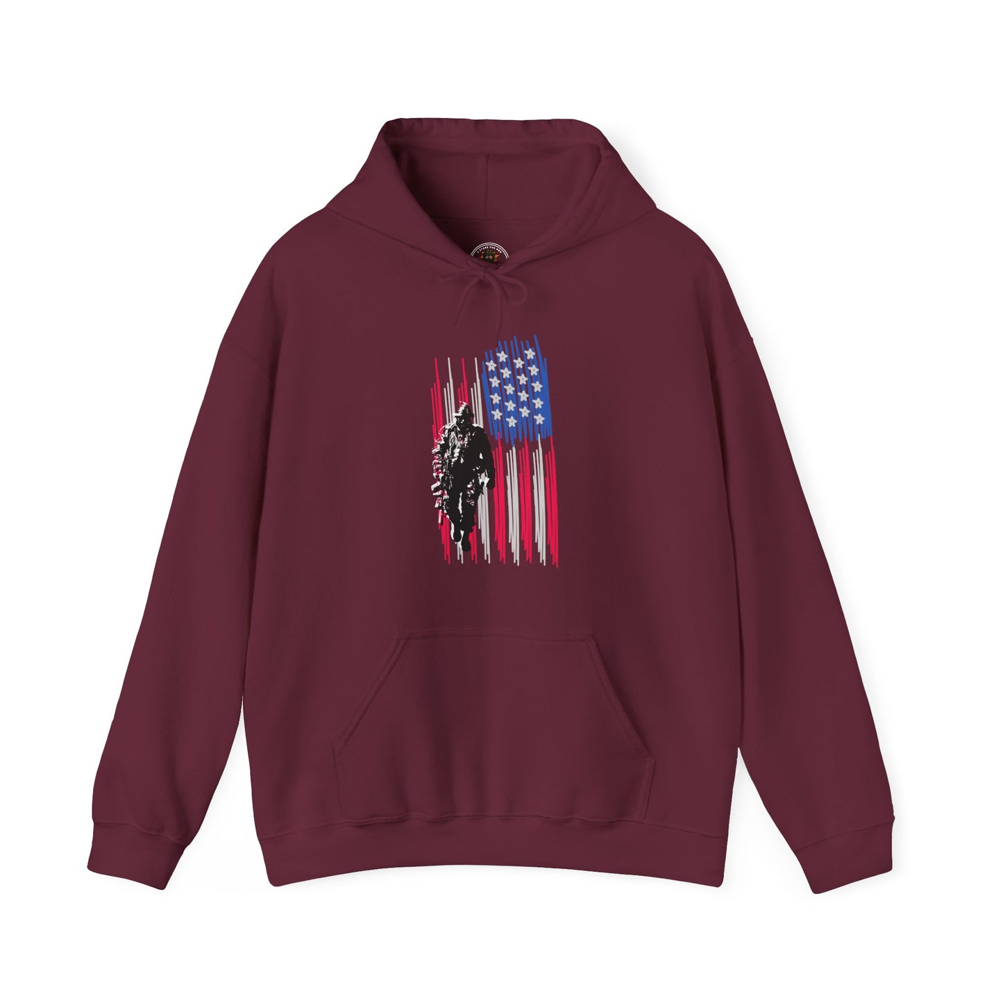 Veteran in Gear American Flag Hoodie — Patriotic Military Tribute