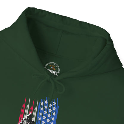 Veteran in Gear American Flag Hoodie — Patriotic Military Tribute