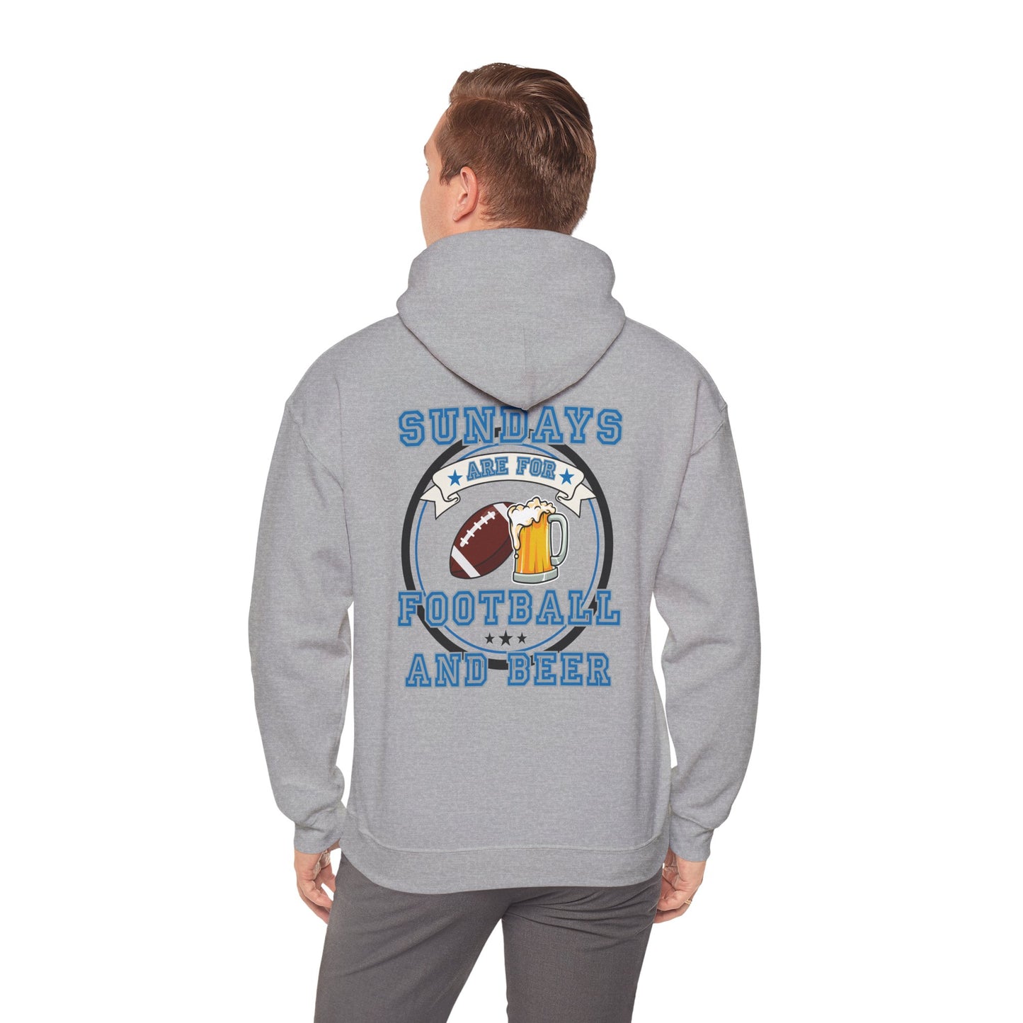 Sundays Football and Beer Hoodie - Light Blue and Gray