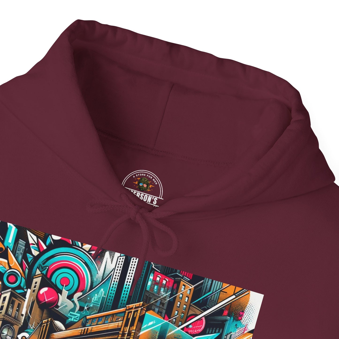 Urban Vibes Hoodie — Cool Artistic City Graphic in Vivid Colors