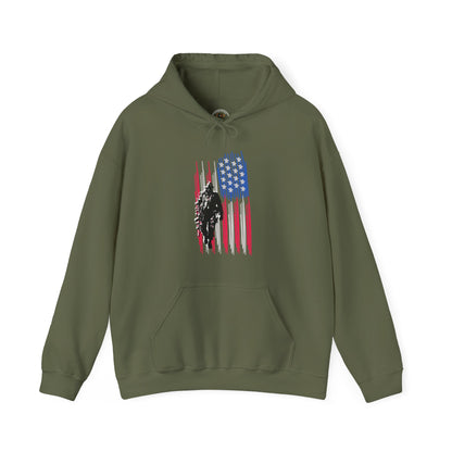 Veteran in Gear American Flag Hoodie — Patriotic Military Tribute