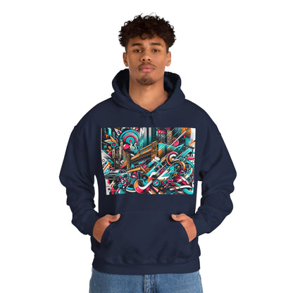 Urban Vibes Hoodie — Cool Artistic City Graphic in Vivid Colors