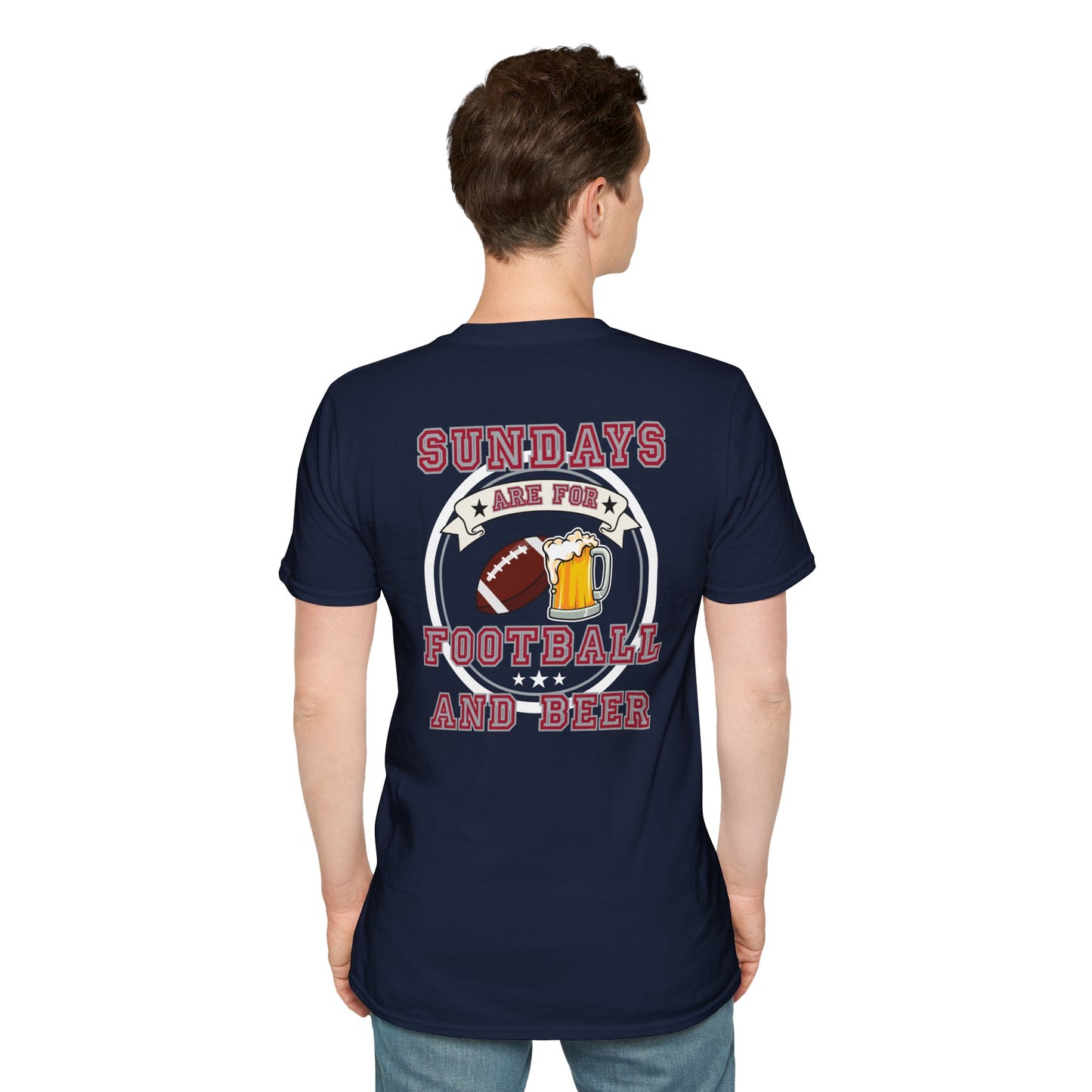Sundays Football & Beer Tee - Red and Silver