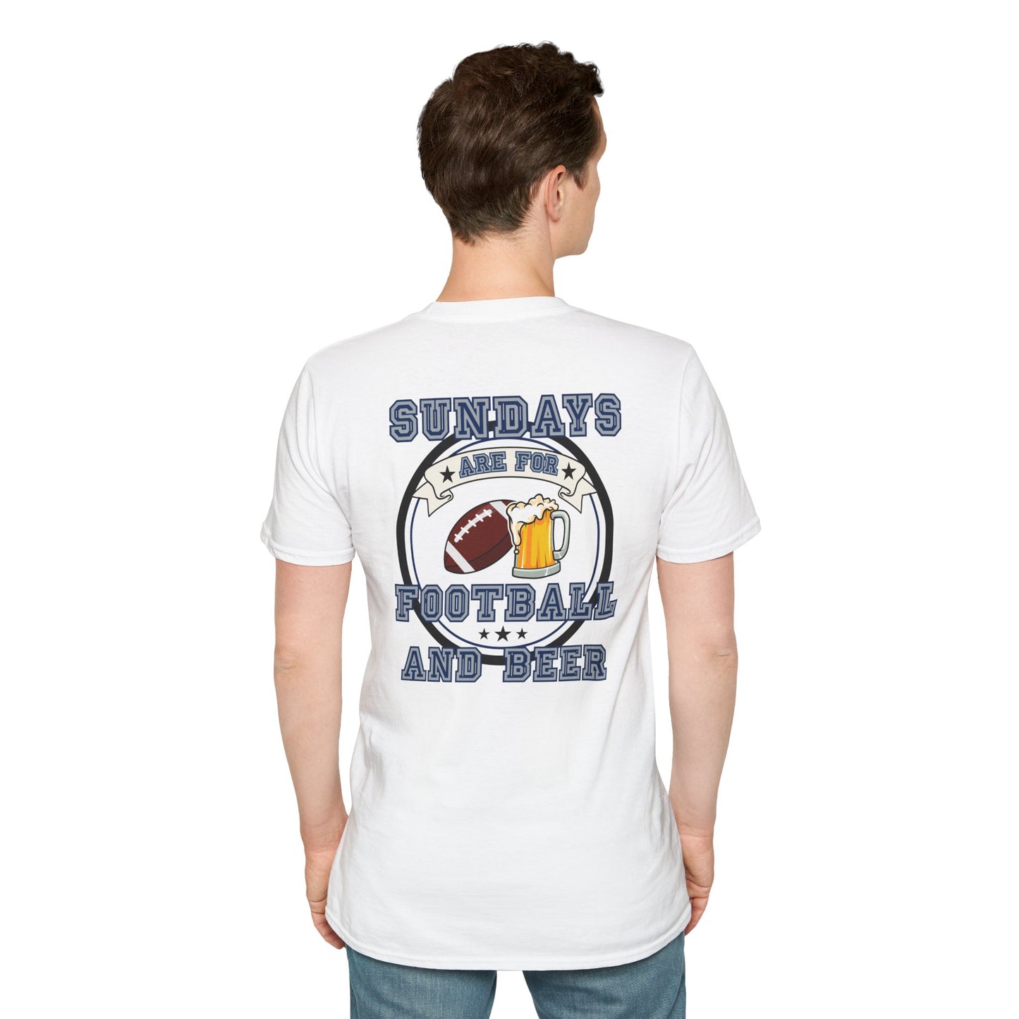 Sundays Football & Beer Tee - Navy Blue and Gray