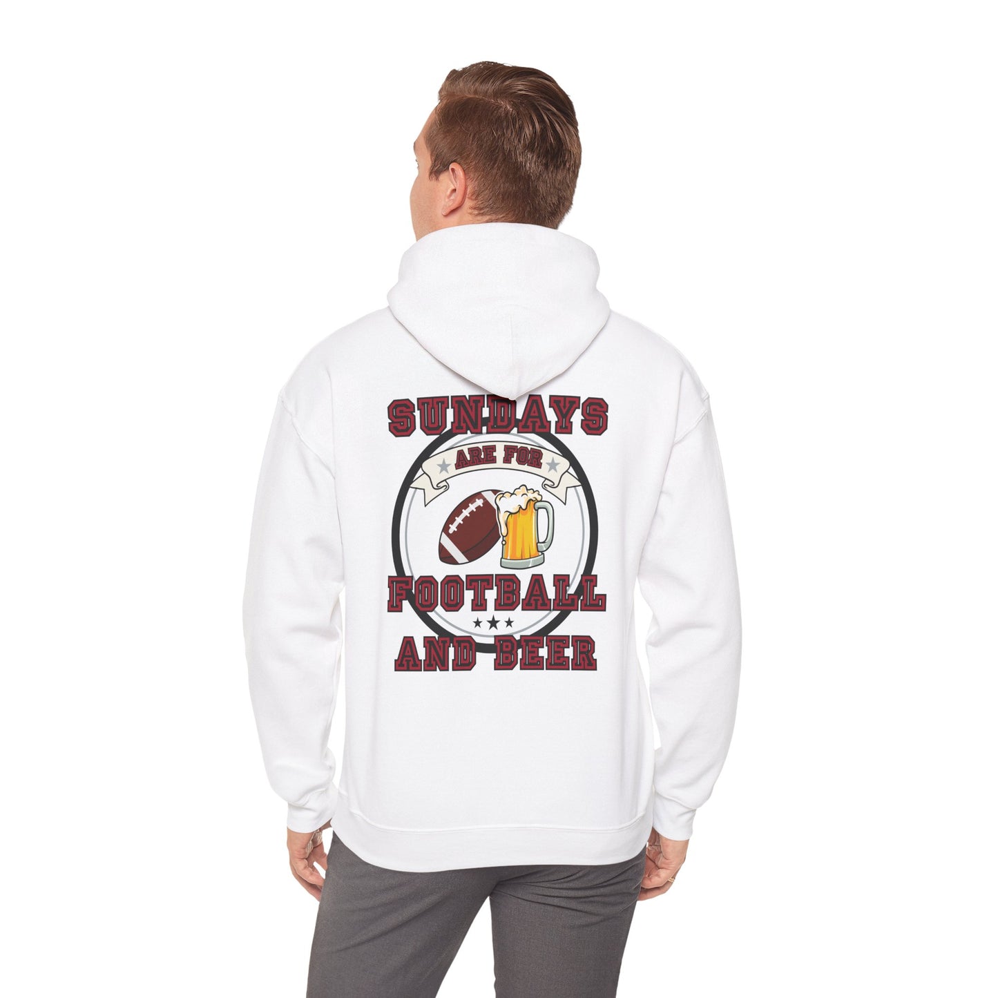 Sundays Football & Beer Hoodie - Red and Silver