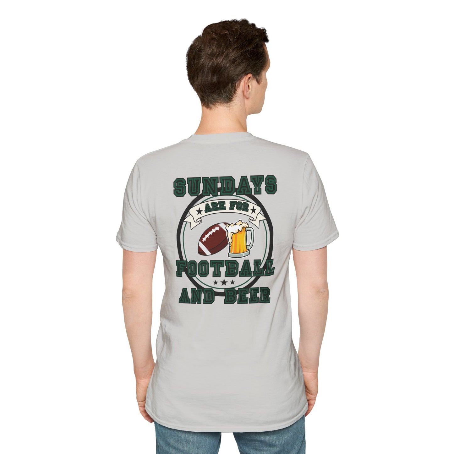 Sundays Football & Beer Tee - Green and White