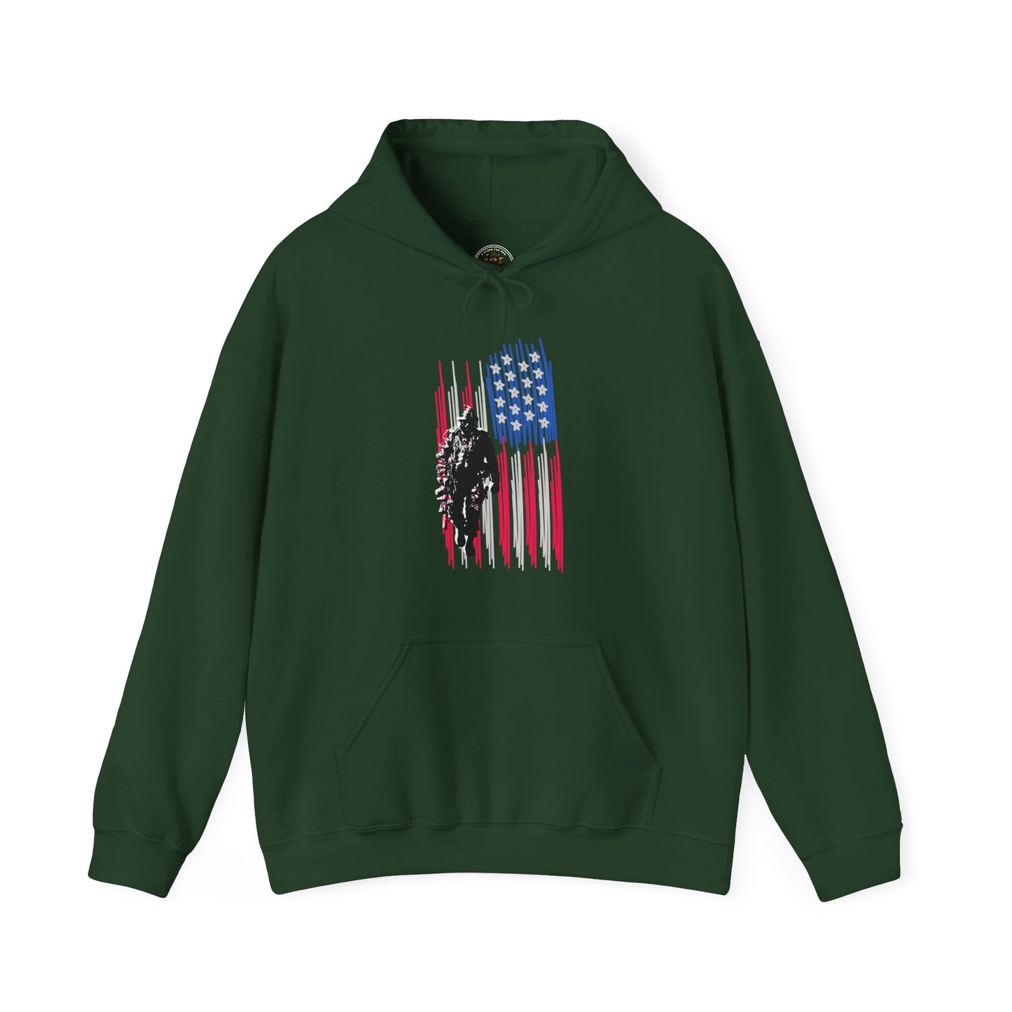 Veteran in Gear American Flag Hoodie — Patriotic Military Tribute