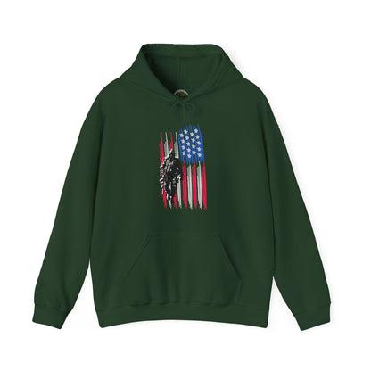 Veteran in Gear American Flag Hoodie — Patriotic Military Tribute