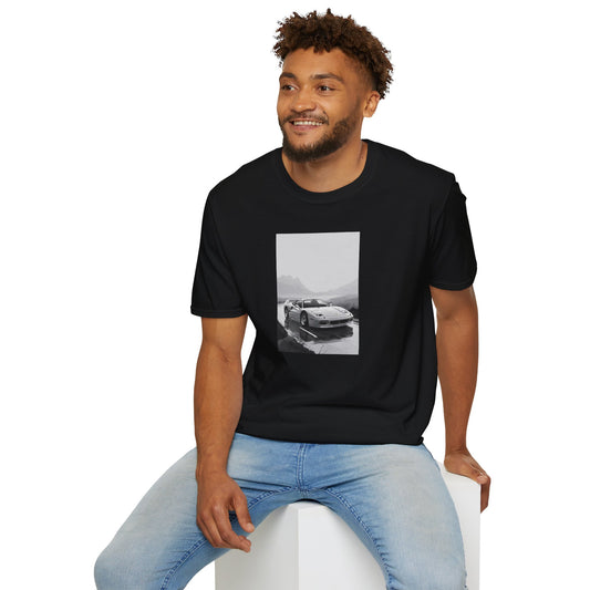 Car T-Shirt - Cool Sports Car Design in Black and White