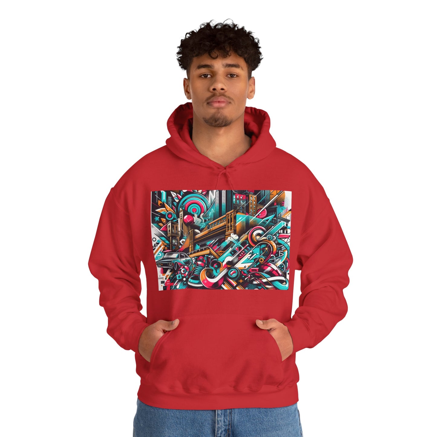 Urban Vibes Hoodie — Cool Artistic City Graphic in Vivid Colors