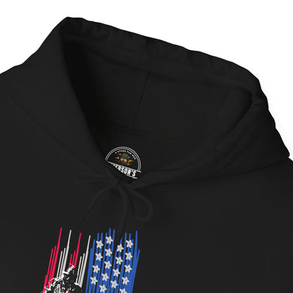 Veteran in Gear American Flag Hoodie — Patriotic Military Tribute