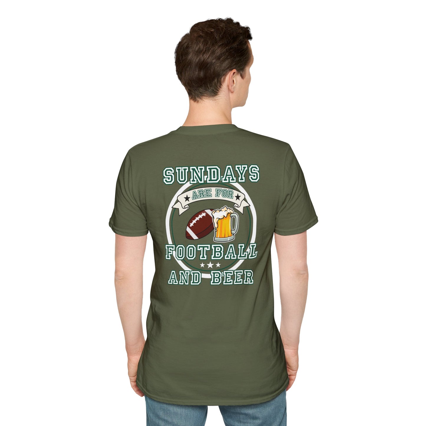 Sundays Football & Beer Tee - Green and White