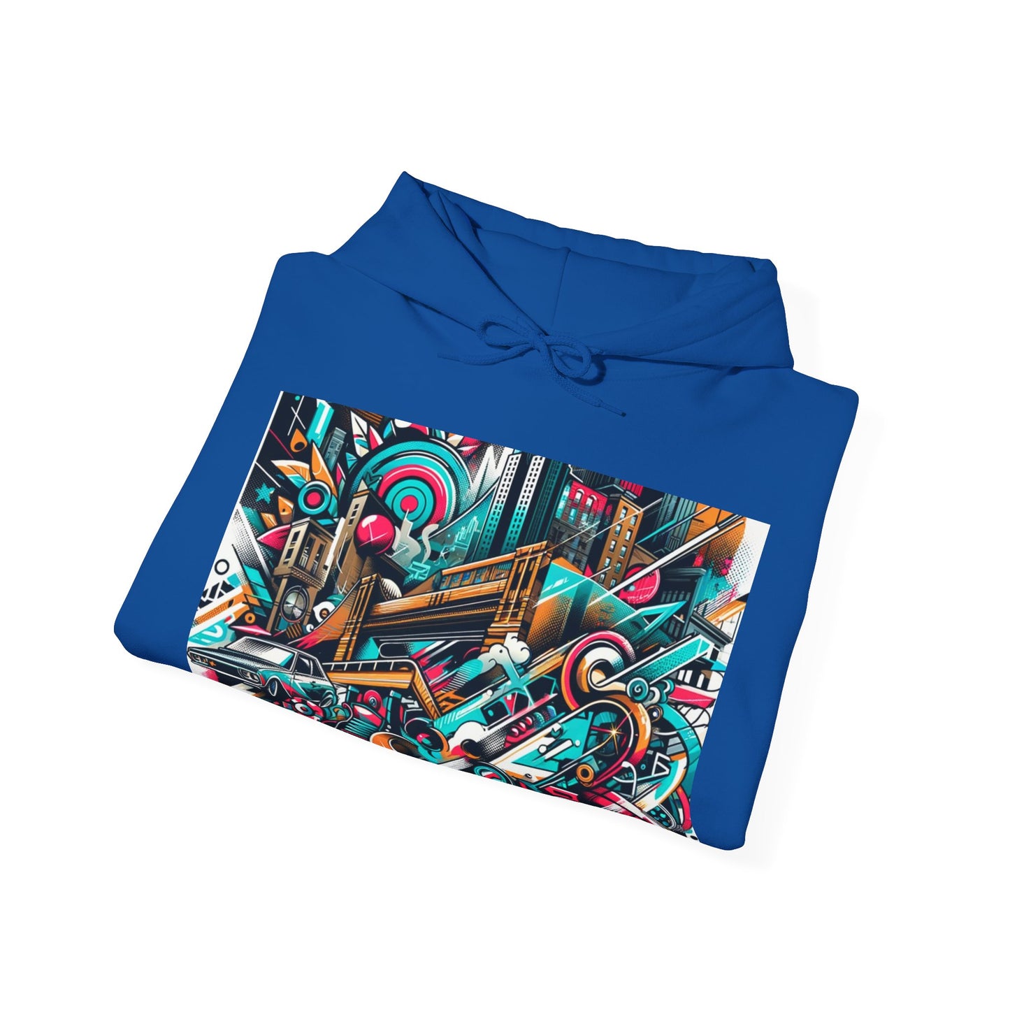 Urban Vibes Hoodie — Cool Artistic City Graphic in Vivid Colors