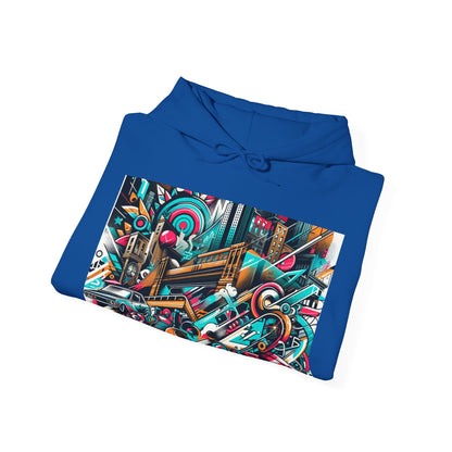 Urban Vibes Hoodie — Cool Artistic City Graphic in Vivid Colors