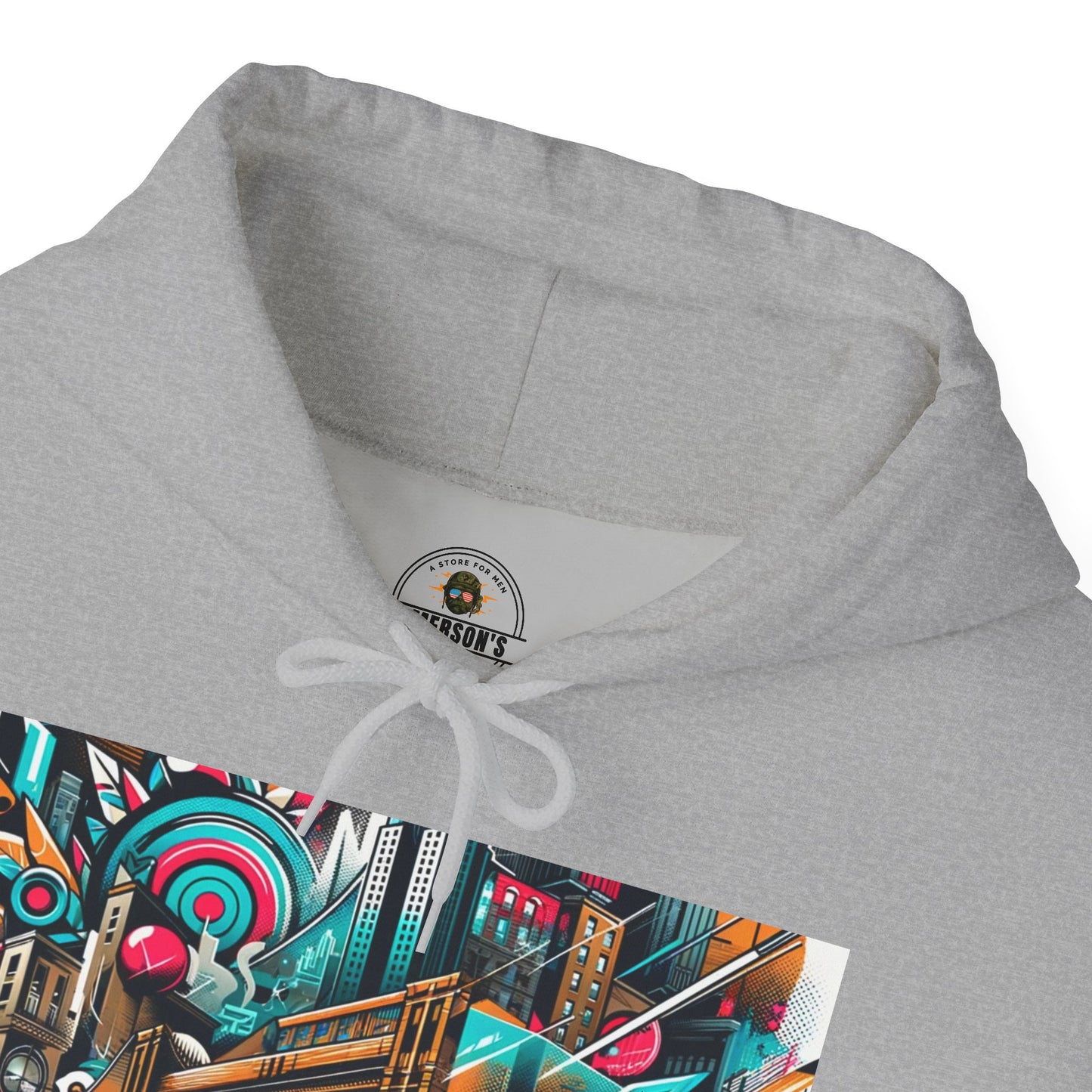 Urban Vibes Hoodie — Cool Artistic City Graphic in Vivid Colors