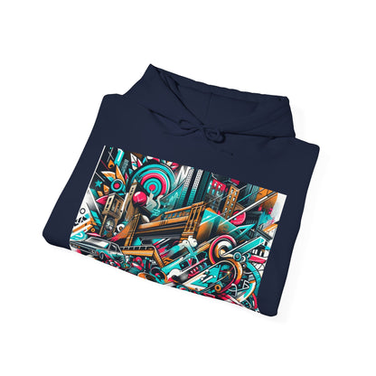 Urban Vibes Hoodie — Cool Artistic City Graphic in Vivid Colors