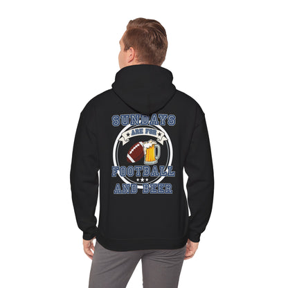 Sundays Football & Beer Hoodie- Navy Blue and Silver