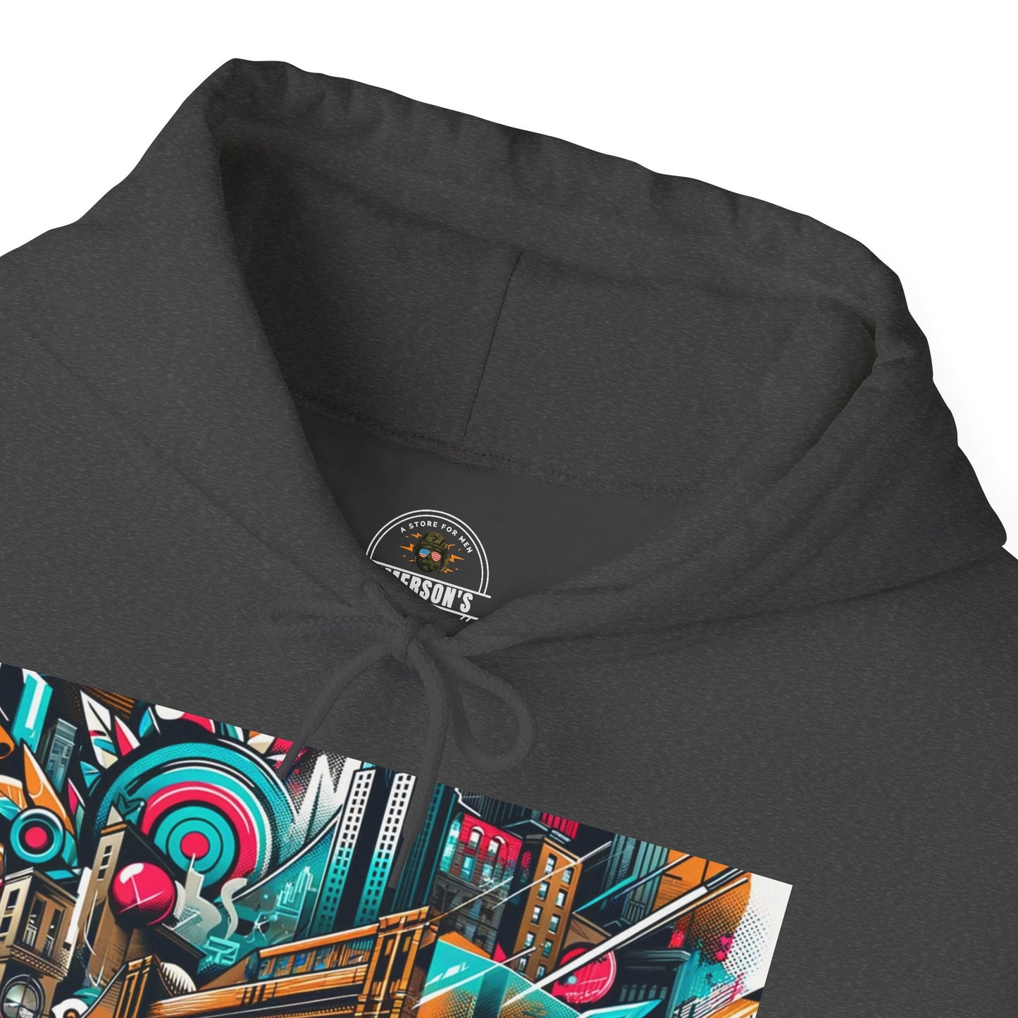 Urban Vibes Hoodie — Cool Artistic City Graphic in Vivid Colors