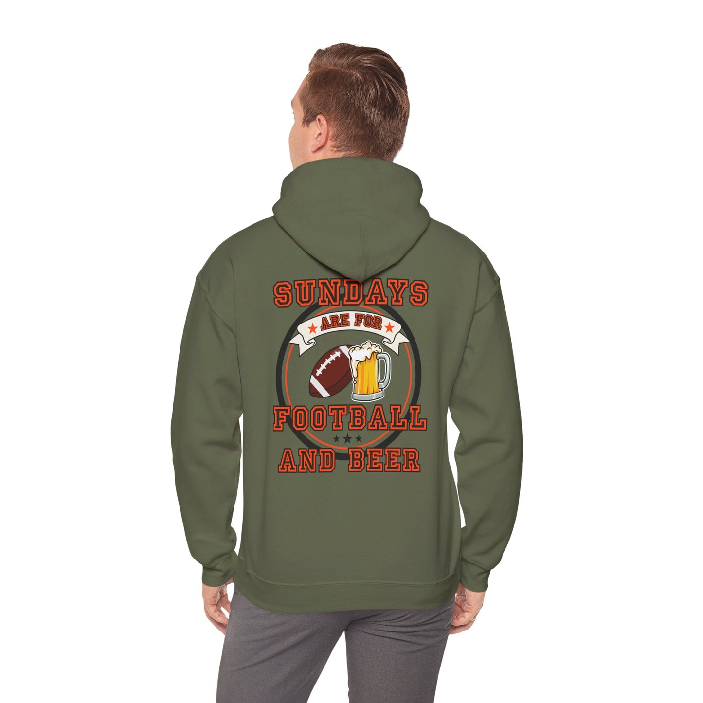 Sundays Football & Beer Hoodie- Orange and Black