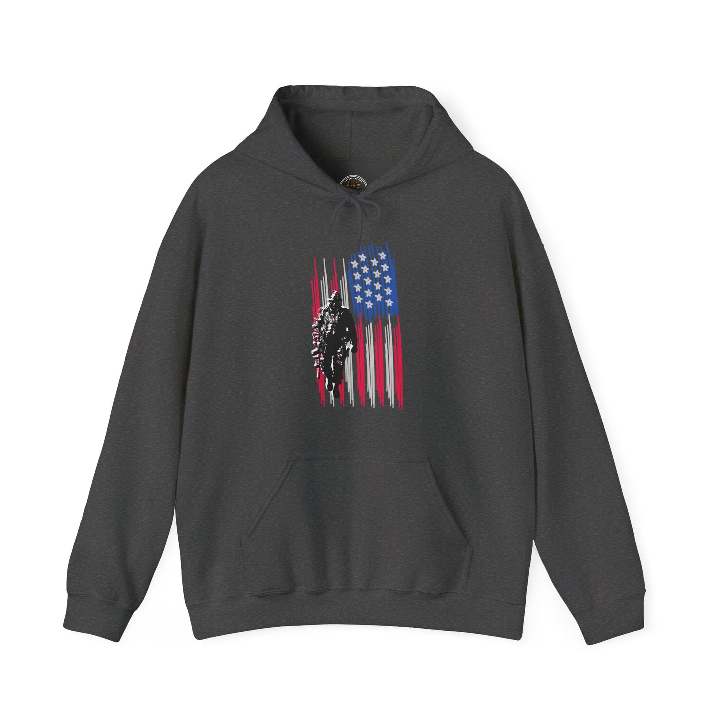 Veteran in Gear American Flag Hoodie — Patriotic Military Tribute