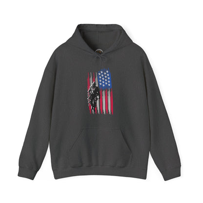 Veteran in Gear American Flag Hoodie — Patriotic Military Tribute