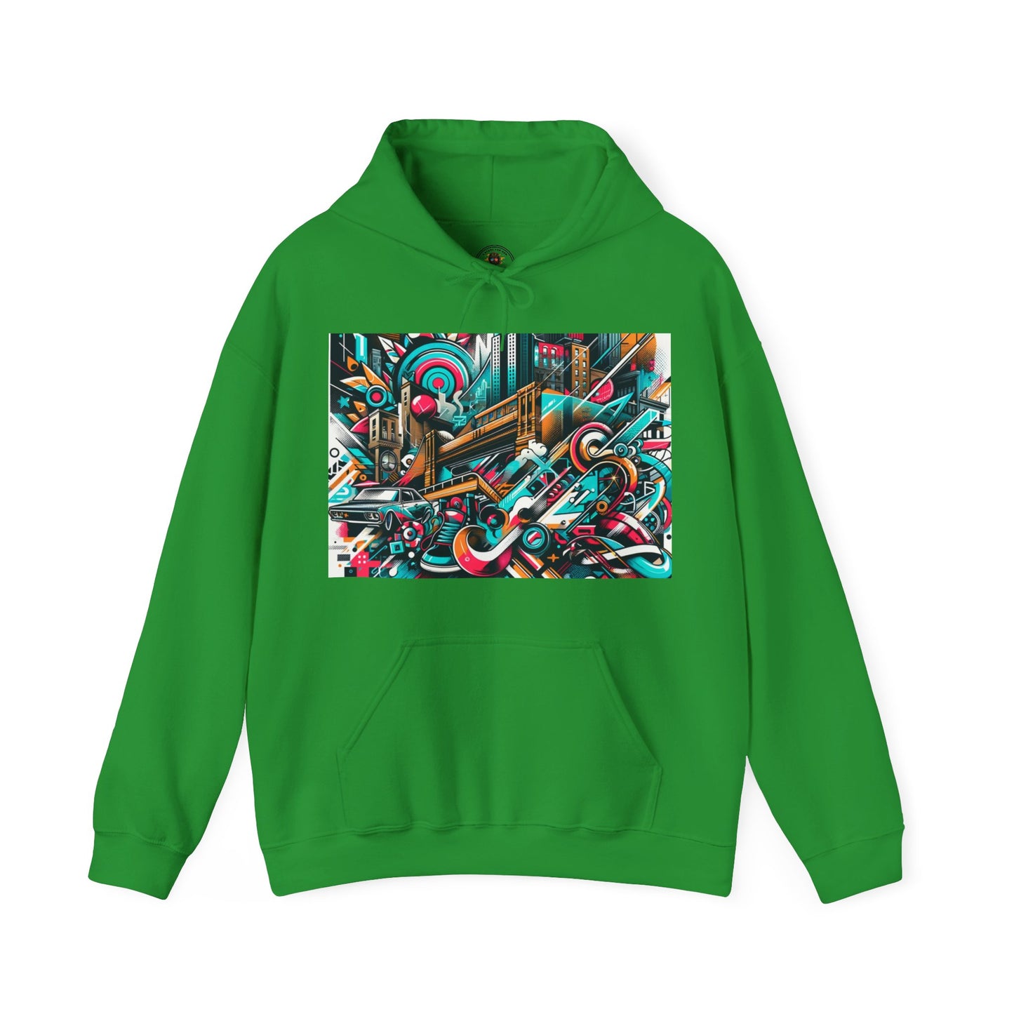 Urban Vibes Hoodie — Cool Artistic City Graphic in Vivid Colors