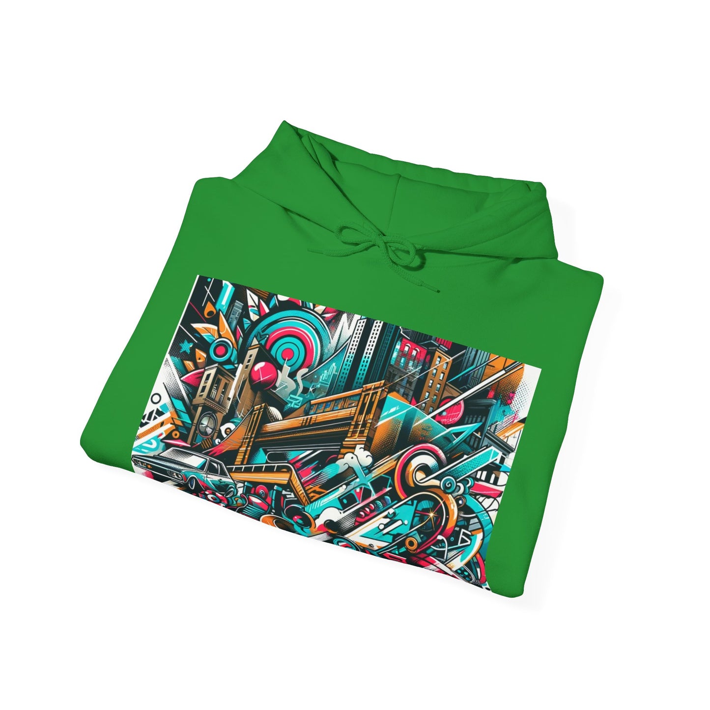 Urban Vibes Hoodie — Cool Artistic City Graphic in Vivid Colors
