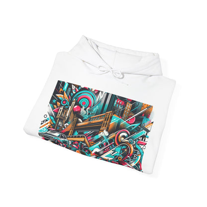 Urban Vibes Hoodie — Cool Artistic City Graphic in Vivid Colors