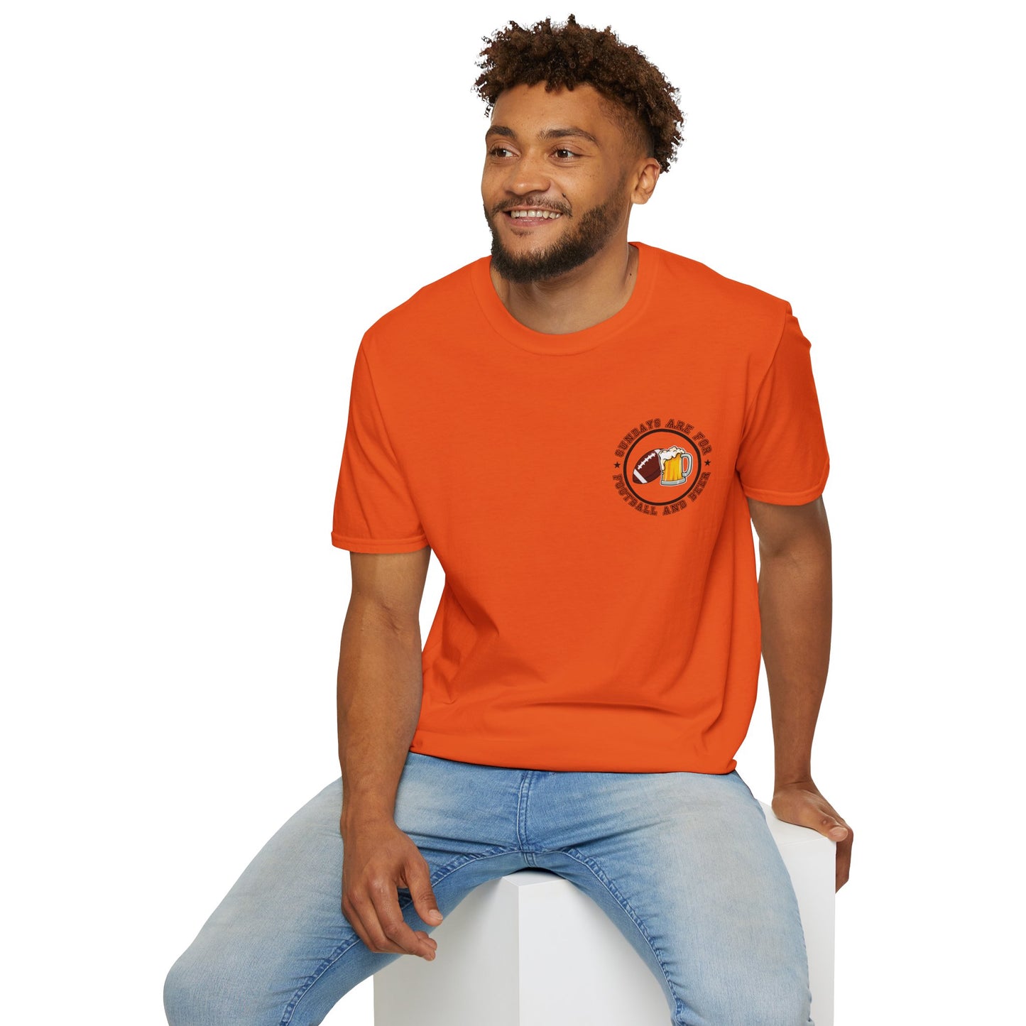 Sundays Football & Beer Tee - Orange and Black